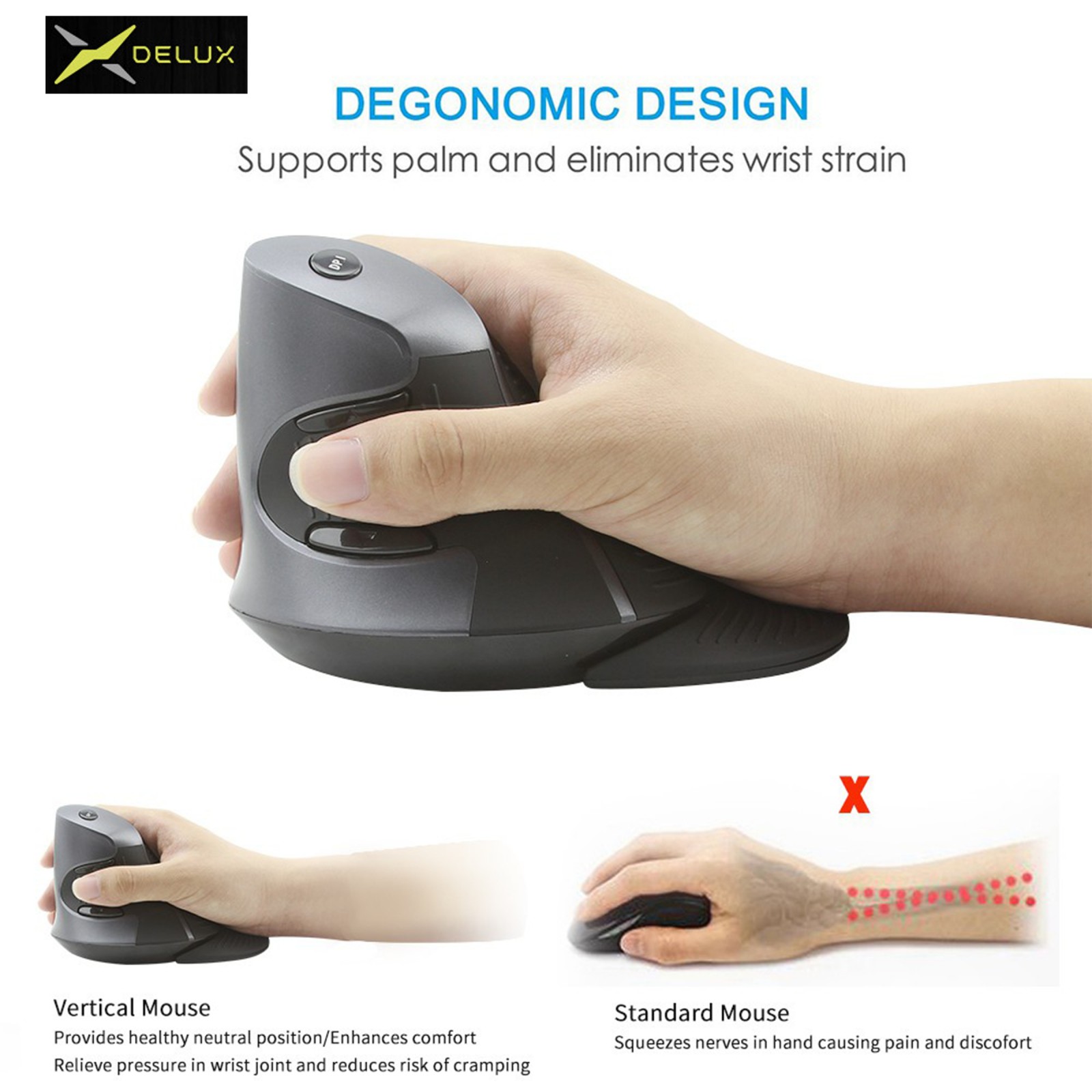 DELUX VERTICAL MOUSE Wireless Edition m618GX Photo