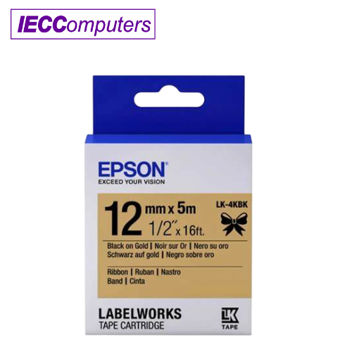 EPSON LABELWORKS LK-4KBK RIBBON LK CARTRIDGE( RIBBON)~12mm BLACK ON GOLD Photo