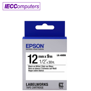 EPSON LABELWORKS STANDARD LK-4WBN TAPE CARTRIDGE ~12mm BLACK ON WHITE