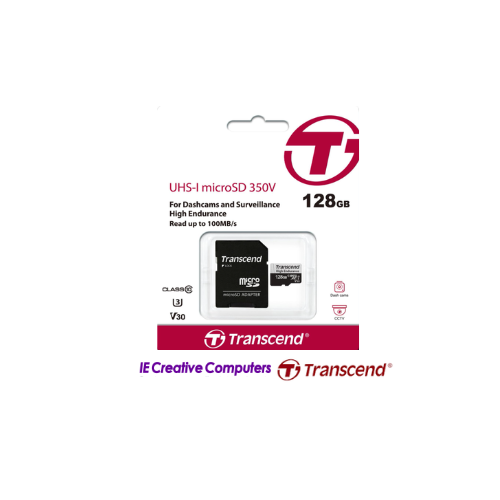 TRANSCEND UHS-I MICRO SD 350V | FOR DASHCAMS AND SURVEILLANCE | HIGH ENDURANCE | READ UP TO 100MB\s | 128GB Photo